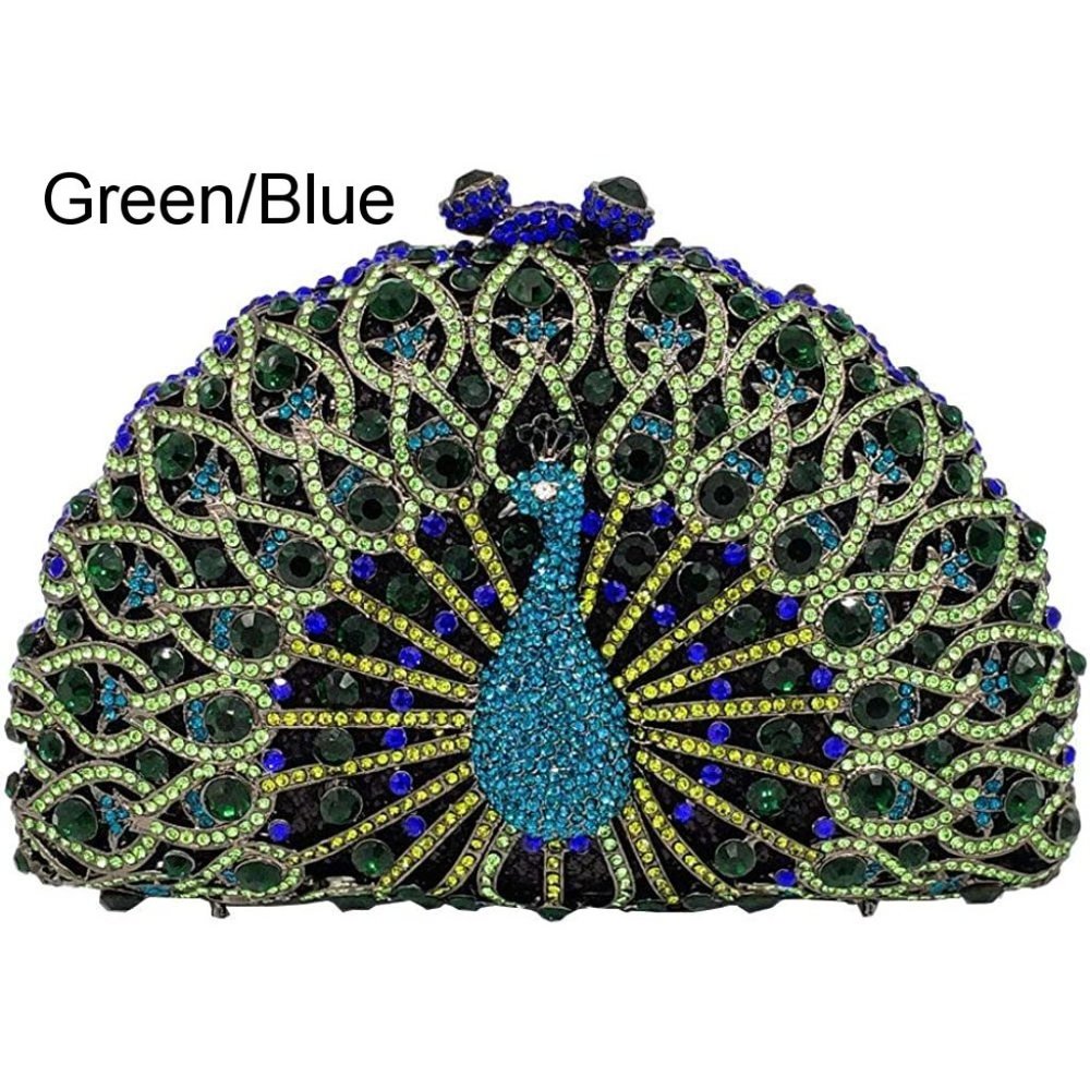 NWT Sparkling Bling Swarovski Crystal Rhinestone Peacock Clutch Bird Pur… - Picture 10 of 17